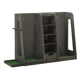 Premium Wooden Golf Bag Organizer With Drawers And Side Club Holders,Grey (Color: Grey)